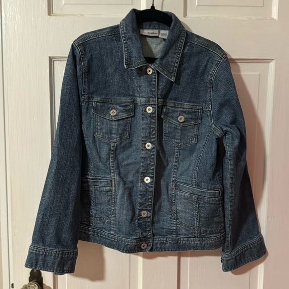 COPY - Chicos Platinum Denim Jean Women's Jacket Blue Stretch Size 0 - Picture 1 of 11